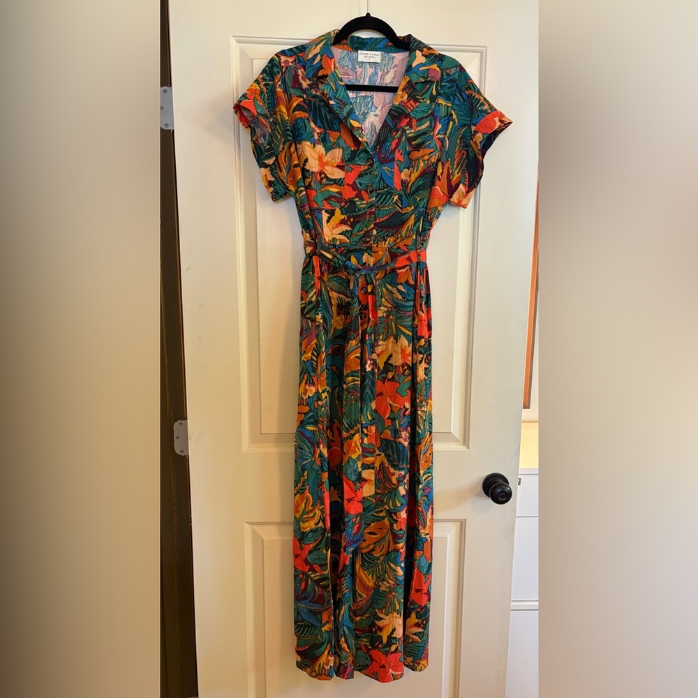 Dress Forum Multicolor Leaf Print Wide Leg Jumpsuit